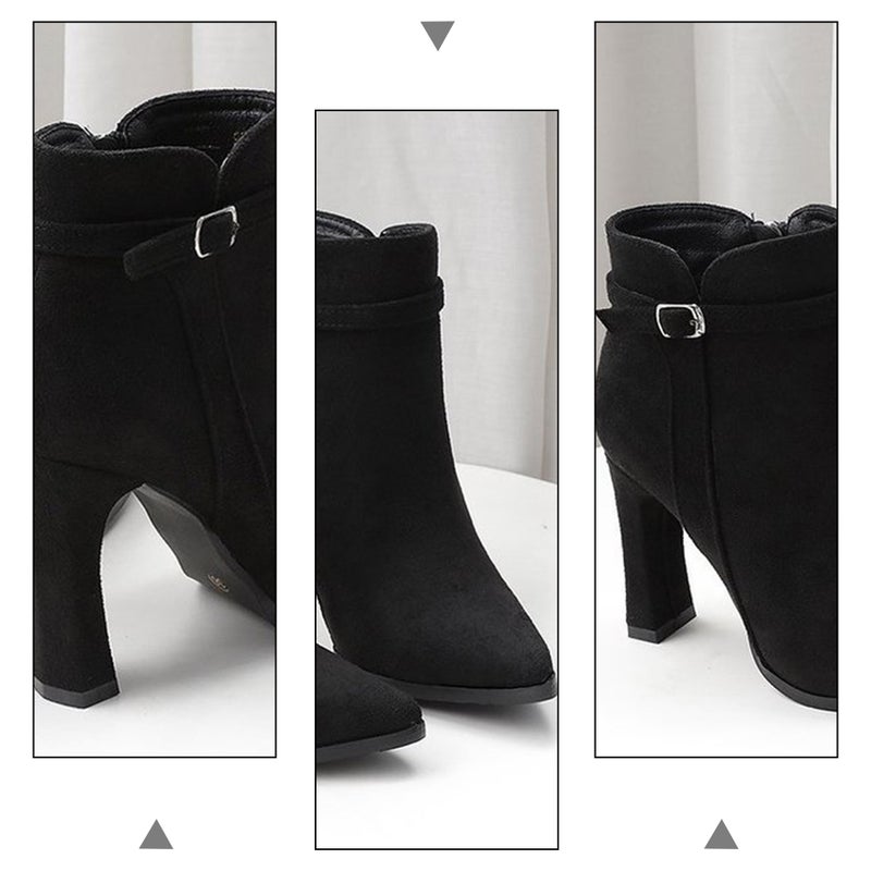 1 Pair of Women Short Boots Fashion Lady Booties Stylish Chunky Heel Shoes - Image 2
