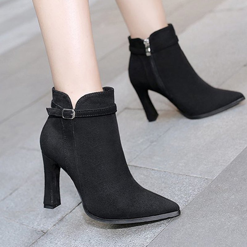 1 Pair of Women Short Boots Fashion Lady Booties Stylish Chunky Heel Shoes - Image 5
