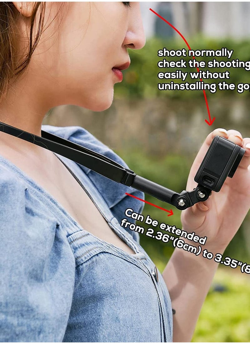 Y&D - Action Camera Neck Holder Mount Bracket for Gopro POV/VLOG, Extendable Selfie Kit, Compatible with MAX Hero, DJI, Coyote, AKASO and Cell Phone Cycling Travel - Image 1