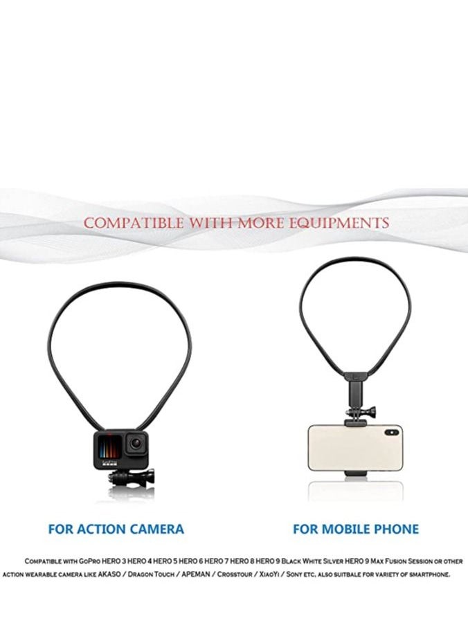 Y&D - Action Camera Neck Holder Mount Bracket for Gopro POV/VLOG, Extendable Selfie Kit, Compatible with MAX Hero, DJI, Coyote, AKASO and Cell Phone Cycling Travel - Image 1