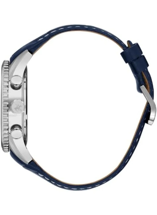 BEVERLY HILLS POLO CLUB BEVERLY HILLS POLO CLUB BP3723X.399 Men Multi Function Display Watch & Leather Strap Dark Blue