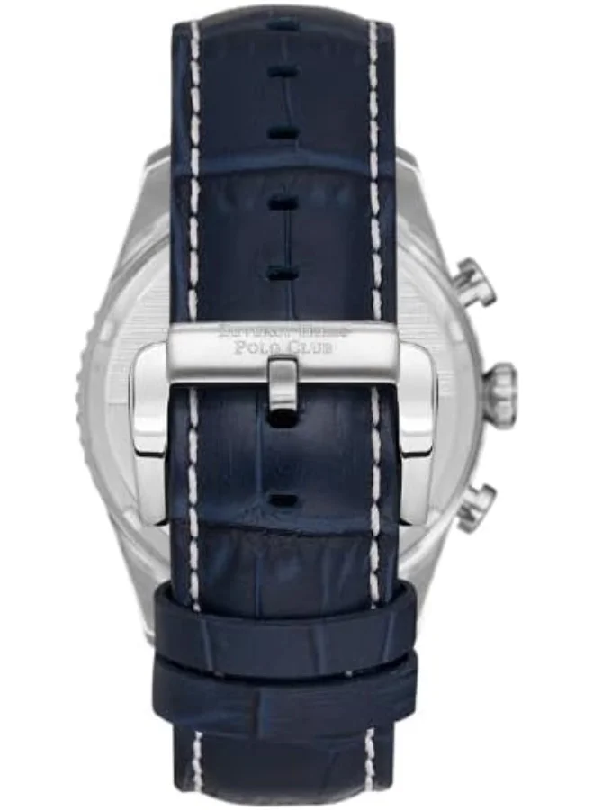 BEVERLY HILLS POLO CLUB BEVERLY HILLS POLO CLUB BP3723X.399 Men Multi Function Display Watch & Leather Strap Dark Blue