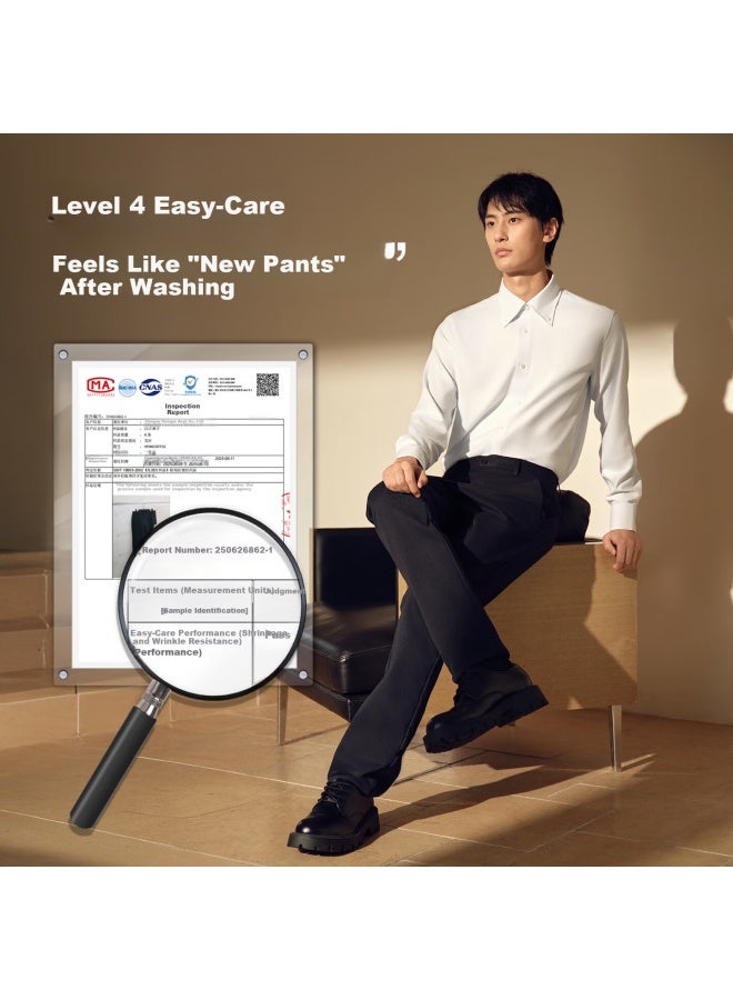 Hodo Men's Casual Pants Autumn Winter Stretch Thick Warm Straight-leg Trousers S1 Black - Image 1