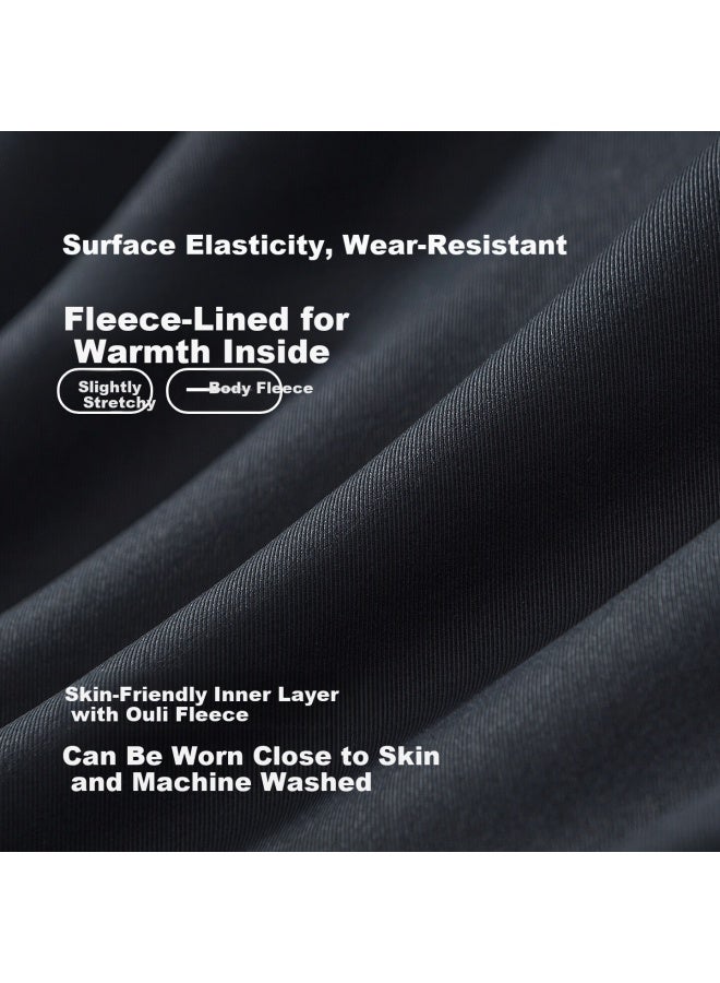 Hodo Men's Casual Pants Autumn Winter Stretch Thick Warm Straight-leg Trousers S1 Black - Image 4