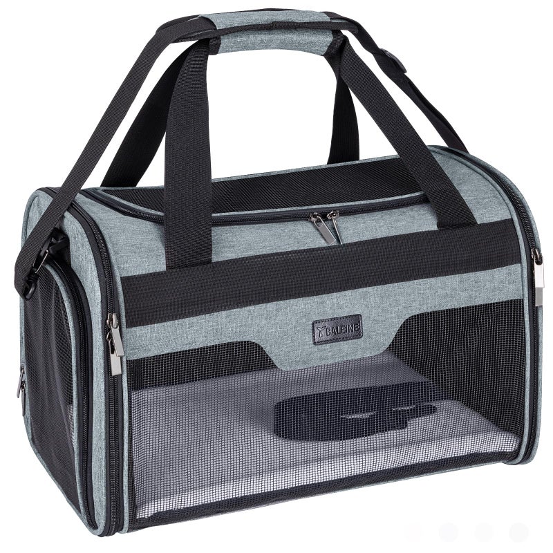 BALEINE Cat Carrier Puppy Dog Carrier for Small Medium Pets Up to 15 Lbs SoftSided Dog Travel Bag with Safety Zippers Collapsible Pet Carrying Case Gray L 17x11x11 - Image 2