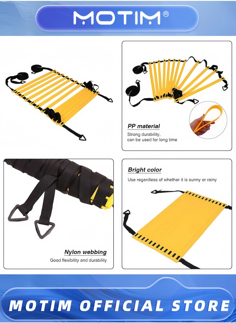 Motim Speed Agility Training Set with 6M Agility Ladder & 6 Disc Cones & 4 Matal Stakes & Running Parachute & Carry Bag for Football & Hockey Training Athletes  - Image 3