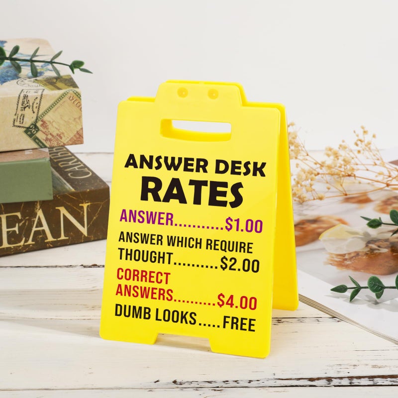 MBL Funny Team Office Gifts - Answer Desk Rates Funny Desk Sign  Gag Fun Gift for Coworker Teammate Employee Boss  Office Desk Sign Cubicle Decor for Birthday Christmas White Elephant Gifts - Image 5