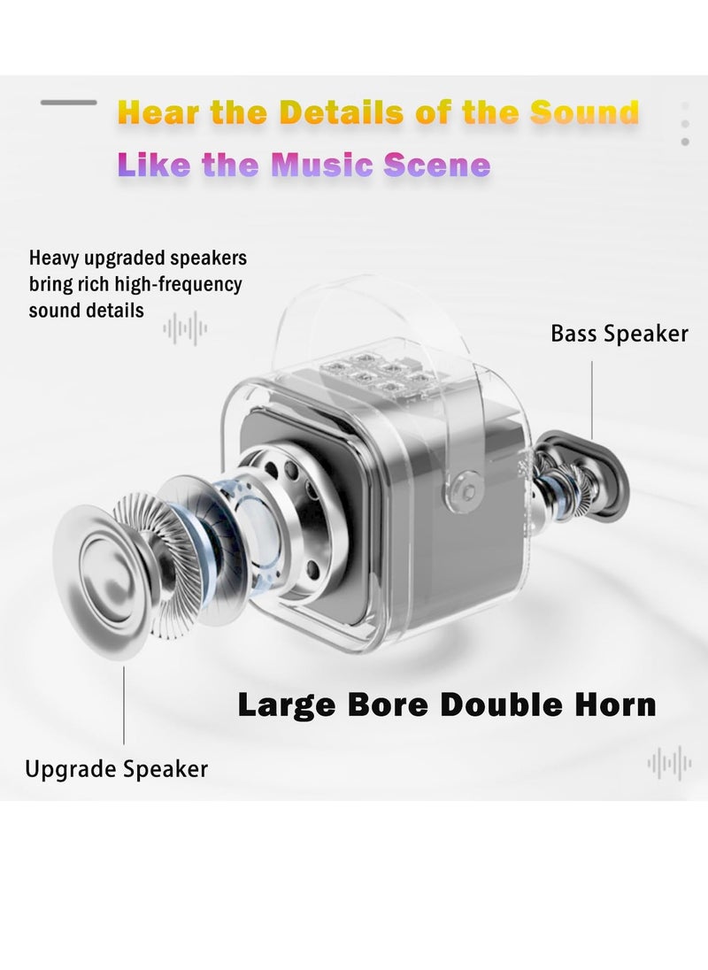 Mini Karaoke Machine,Wireless Karaoke Microphone,Portable Bluetooth Speaker with Microphone and LED Lights for Adults & Kids,4 connection methods,for Party,Meeting,Speech,Camping (Pink)