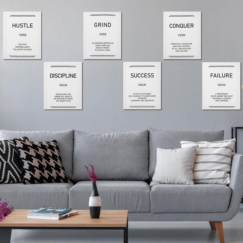 Glenmal فن الجدران التحفيزي الملهم 6 قطع 8 × 10 بوصة اقتباسات ملهمة للرجال والنساء زينة جدارية ديكور تحفيزي ملصق جمالي للمكتب وغرفة النوم أبيض مع طباعة سوداء - Image 3