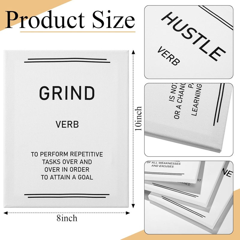 Glenmal فن الجدران التحفيزي الملهم 6 قطع 8 × 10 بوصة اقتباسات ملهمة للرجال والنساء زينة جدارية ديكور تحفيزي ملصق جمالي للمكتب وغرفة النوم أبيض مع طباعة سوداء - Image 2
