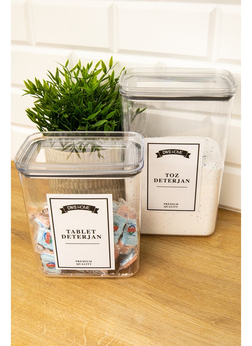 2-pack Mica Tablet Detergent 2100 ml and Powder Detergent 2900 ml Storage Box Container Detergent Holder
