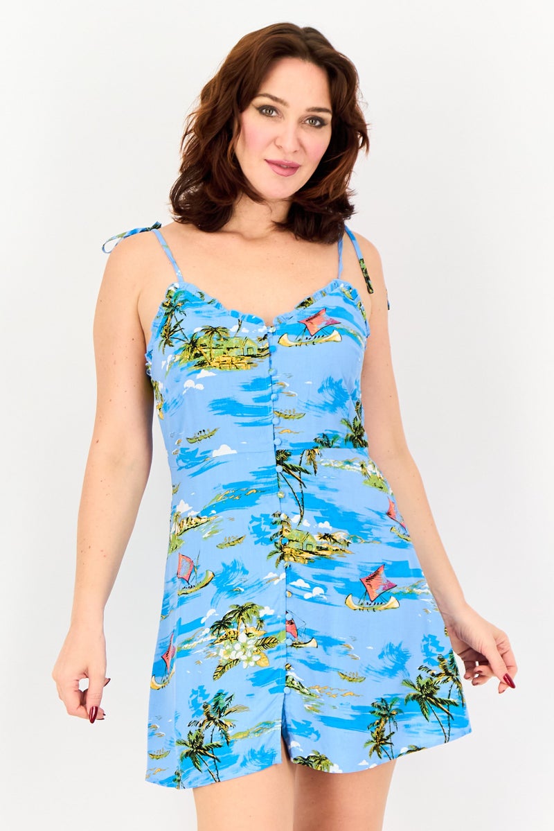 FOREVER 21 فستان ميني مطبوع بالكامل للنساء، متعدد الألوان - Image 1