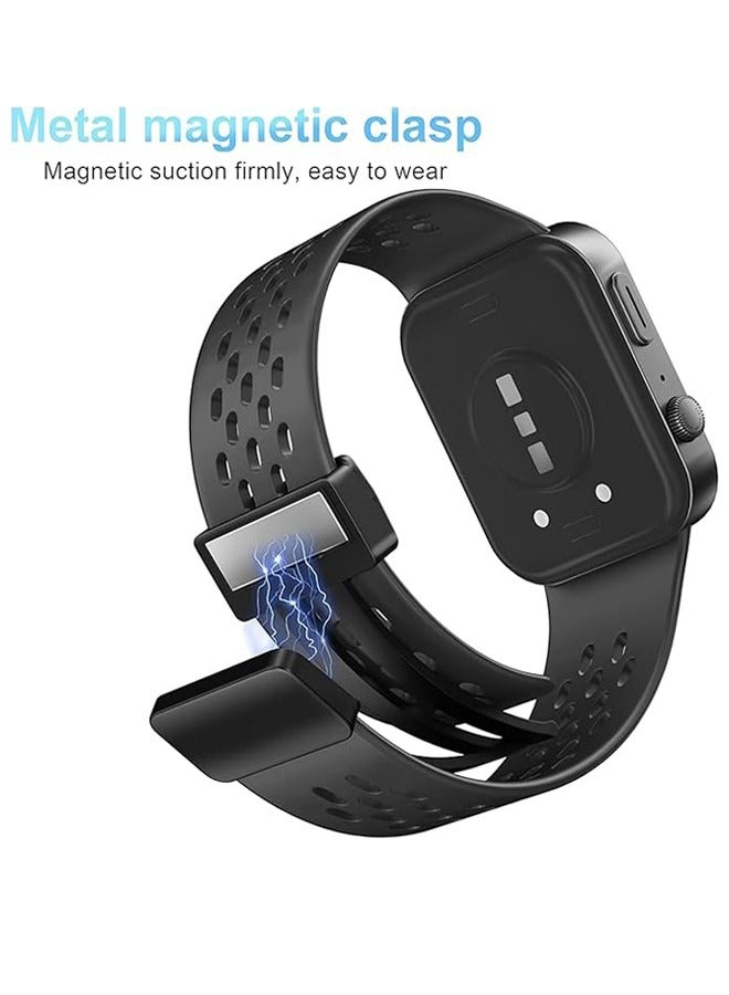Magnetic Band Compatible with Huawei Watch Fit 3/4/4pro, New Breathable Silicone Magnetic Sport Strap, Soft Silicone Replacement Wristband Magnetic Strap for Huawei Watch Fit 4/4pro/3 Women Men (Black) - Image 2