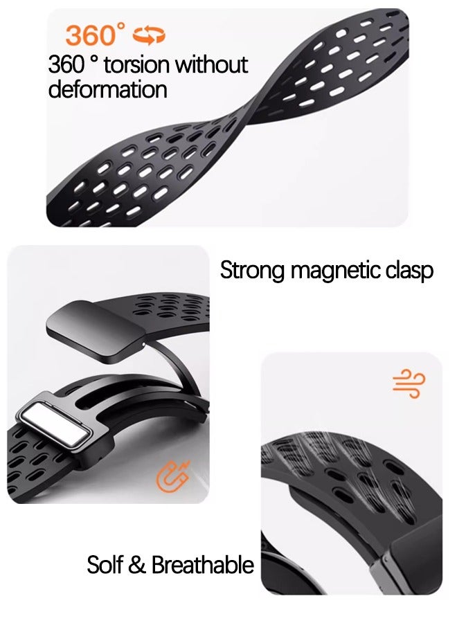 Magnetic Band Compatible with Huawei Watch Fit 3/4/4pro, New Breathable Silicone Magnetic Sport Strap, Soft Silicone Replacement Wristband Magnetic Strap for Huawei Watch Fit 4/4pro/3 Women Men (Black) - Image 3