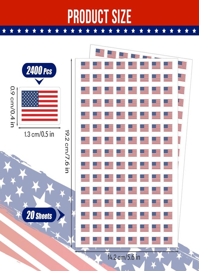 Philbinden 2400 Pcs Mini Sticker American Flag Paper, 0.5 in Decals 4th of July Patriotic Self-Adhesive Stickers for Independence Day Envelopes Scrapbook Gifts DIY Supplies - Image 2