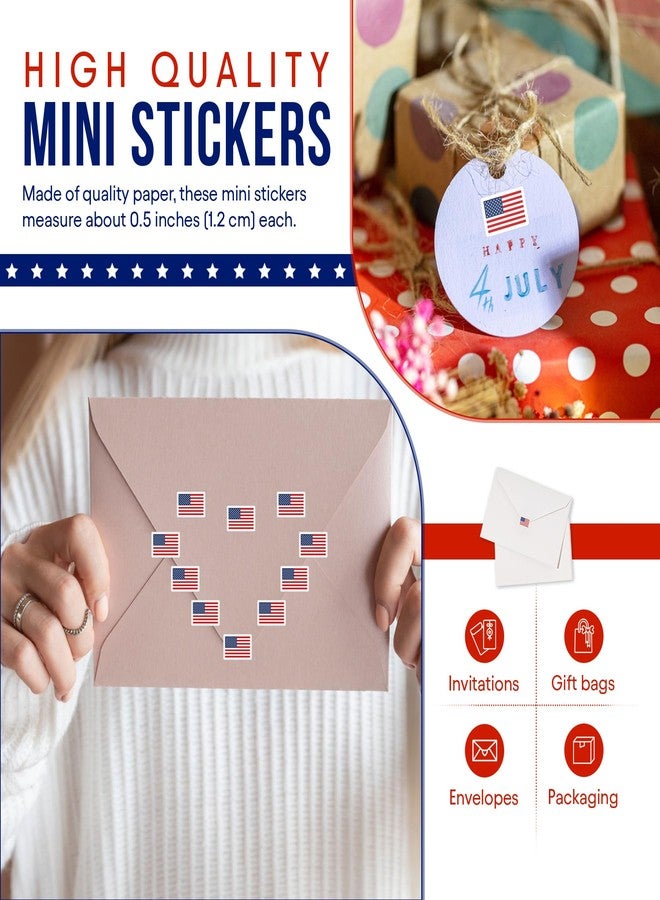 Philbinden 2400 Pcs Mini Sticker American Flag Paper, 0.5 in Decals 4th of July Patriotic Self-Adhesive Stickers for Independence Day Envelopes Scrapbook Gifts DIY Supplies - Image 3