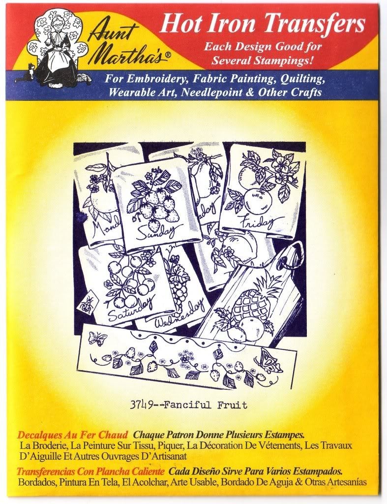 Fanciful Fruit Aunt Martha's Hot Iron Embroidery Transfer