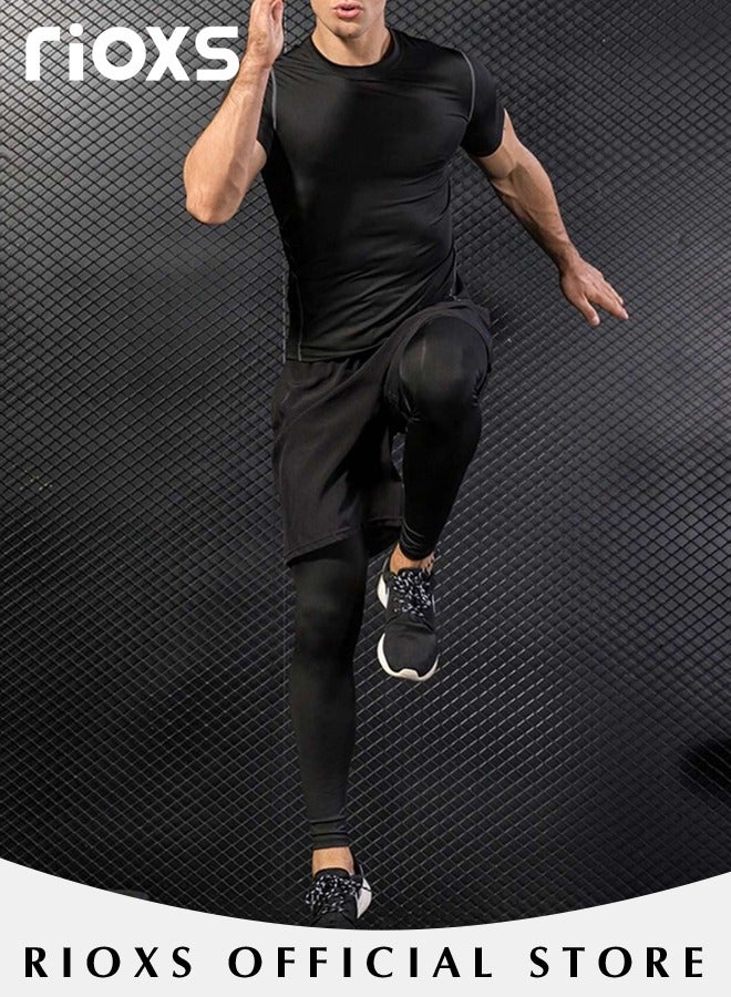 RIOXS Men's Basic Slim Fit Short Sleeve T-Shirt, Stretch Round Neck Workout Tops, Lightweight Breathable Sports T-Shirt, Suitable for Fitness, Athletic Training and Daily Wear  - Image 3