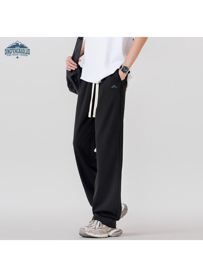 Dingfengbaoluo Men's Casual Pants Spring Trendy Brand Printed Loose Wide-leg Straight Sports Trousers Ddf22 Black 3XL - Image 5