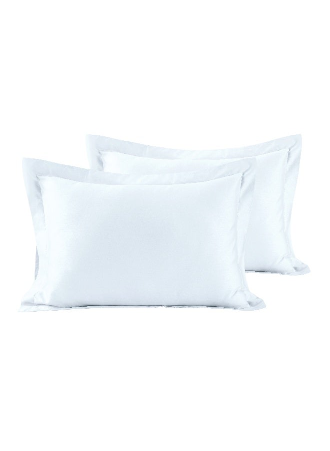 ايست من نون 2-Piece Oxford Pillowcase set | Soft 400 TC Sateen Cotton Material | 50 cm x 75 cm | White Color - Image 1