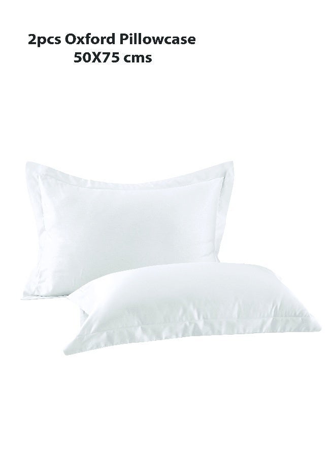ايست من نون 2-Piece Oxford Pillowcase set | Soft 400 TC Sateen Cotton Material | 50 cm x 75 cm | White Color - Image 3