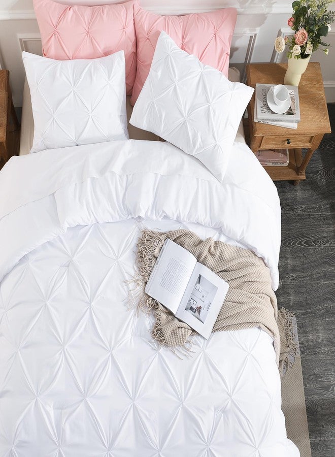 Andency White Queen Comforter Set(90x90Inch), 3 Pieces Cute Pinch Pleat Bedding Comforters & Sets for Queen Bed, Soft Lightweight Fluffy Down Alternative All Season Bed Set - Image 4