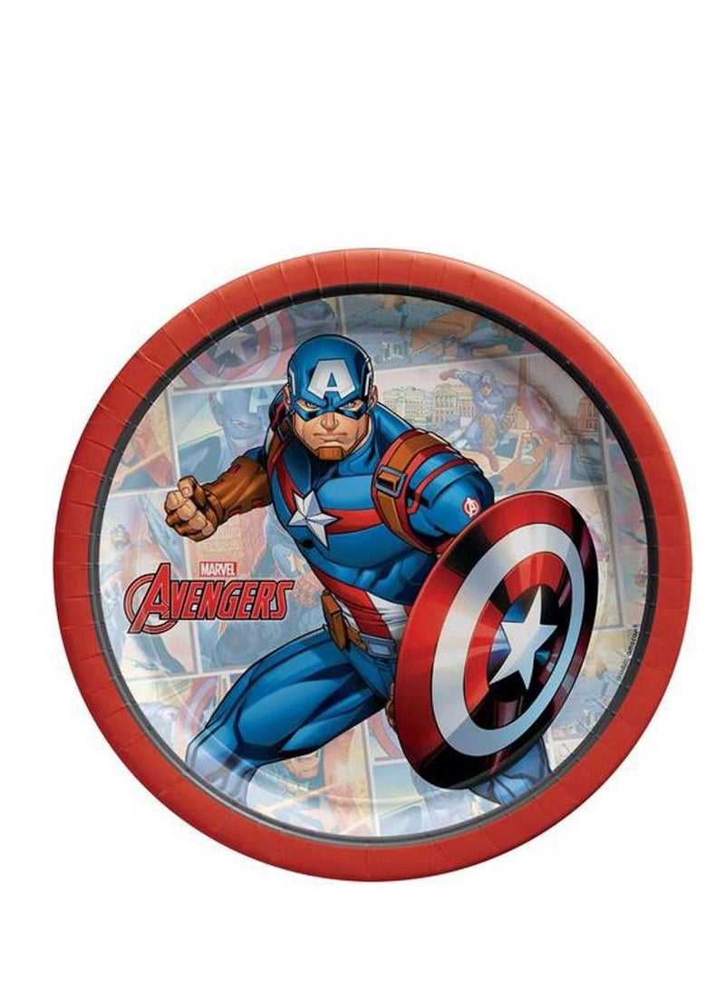 Amscan Captain America, 59 Piece Tableware Party Supplies For 8 Guests, Includes Napkins, Plates, Cups, Cutlery, Tablecover, Banner And Balloon, Multicolor - Image 2