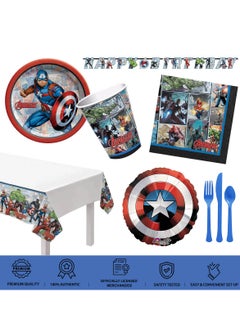 Captain America, 59 Piece Tableware Party Supplies For 8 Guests, Includes Napkins, Plates, Cups, Cutlery, Tablecover, Banner And Balloon, Multicolor - pzsku/Z97E42A97842143BB80ACZ/45/_/1715866450/ec8dfba6-5f26-4014-9227-60a0c64dc15f