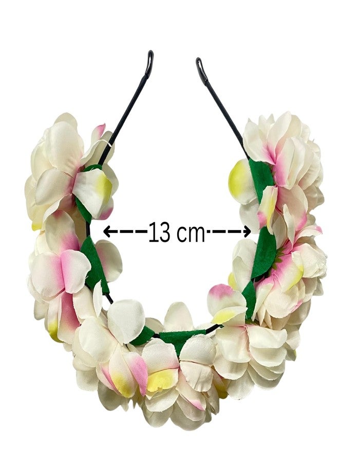 OMID, Luxury Artificial Flower Cluster Headband – Elegant Handmade Floral Crown for Kids/Women & Girls (Cream Pink) - Image 4