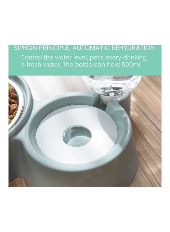 وعاء طعام مزدوج تلقائي للحيوانات الأليفة باللون الأزرق/الأبيض - Image 5