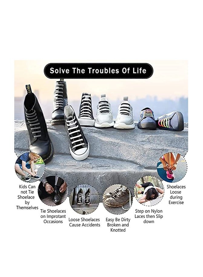 No Tie Shoelaces for Kids and Adults, Stretch Silicone Elastic Shoe Laces, Lazy Quick Tie Tieless Waterproof Wash-free Shoe Laces for Sneakers Running Shoe Boots Board and Casual Shoes, Adult-Blue - Image 4