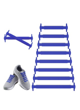 No Tie Shoelaces for Kids and Adults, Stretch Silicone Elastic Shoe Laces, Lazy Quick Tie Tieless Waterproof Wash-free Shoe Laces for Sneakers Running Shoe Boots Board and Casual Shoes, Adult-Blue