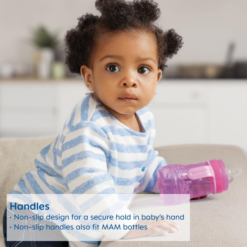 MAM كوب شرب مام للتدريب للأطفال من 1-3 سنوات، 8 أونصات. كوب شرب انتقالي مع فوهة ناعمة جداً، حلمة خالية من الانسكاب، ومقابض غير قابلة للانزلاق، للبنات من 4 أشهر فما فوق، 1 قطعة - Image 3