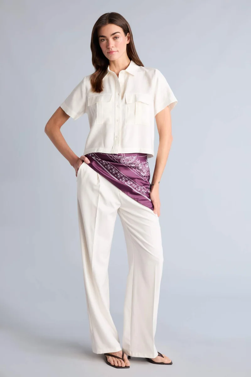 ديفاكتو Crop Shirt Collar Sensual Short Sleeve Shirt