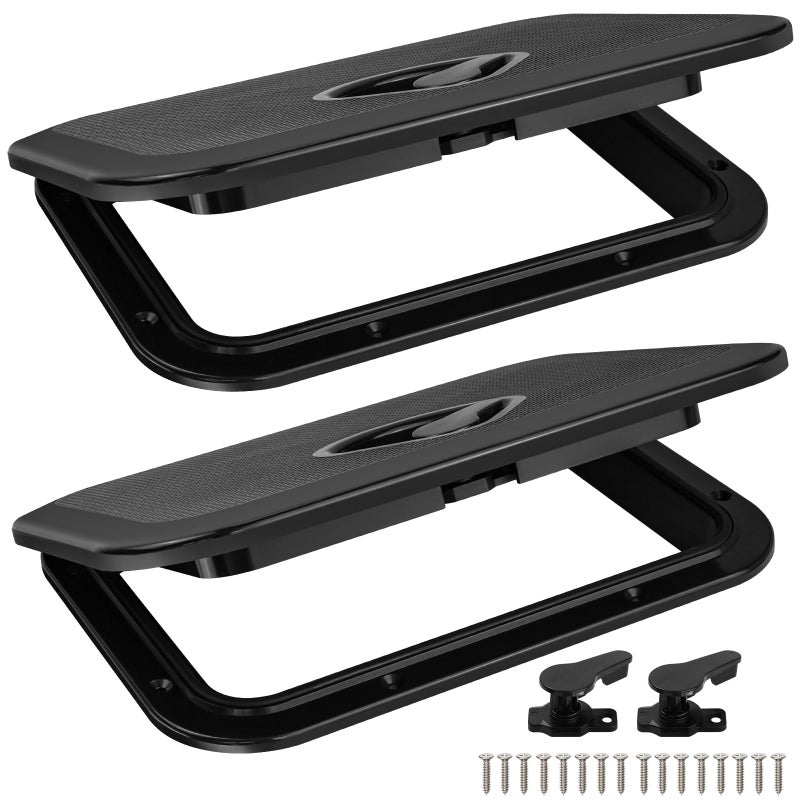 CLLOMAGY Marine Boat Hatch Deck Cover Lid,Marine Deck Access Hatch & Lid,10.63â€ X 14.76â€ Black Rectangle Boat Access Door for Bass/John/Fishing/Skiff/Sailboat/Yacht,Waterproof Cover Easy to Install,2PCS - Image 1