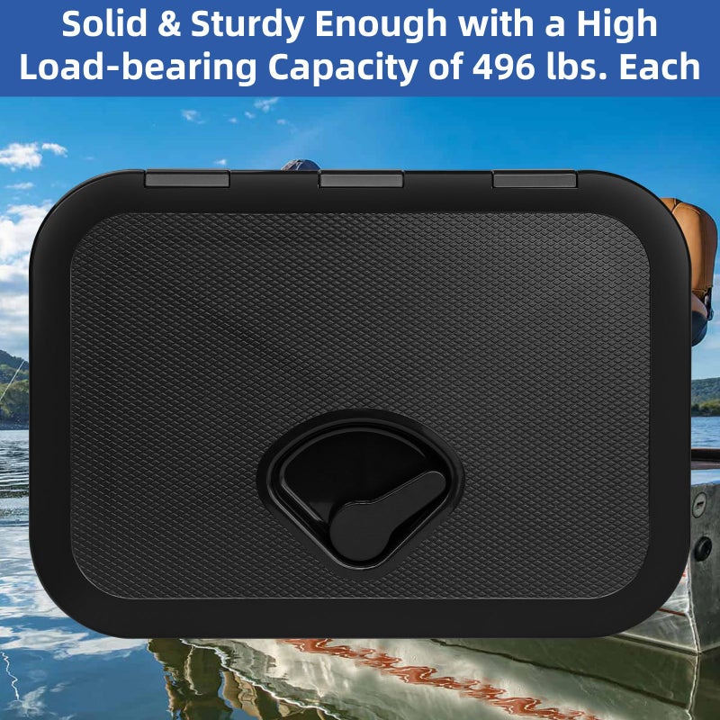 CLLOMAGY Marine Boat Hatch Deck Cover Lid,Marine Deck Access Hatch & Lid,10.63â€ X 14.76â€ Black Rectangle Boat Access Door for Bass/John/Fishing/Skiff/Sailboat/Yacht,Waterproof Cover Easy to Install,2PCS - Image 3