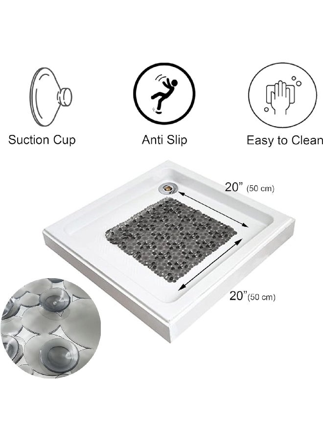 EVIDECO PVC Non-Slip Square Shaped Shower Mat with Bubbles Grey 50 x 50 cm 7216180 - Image 3