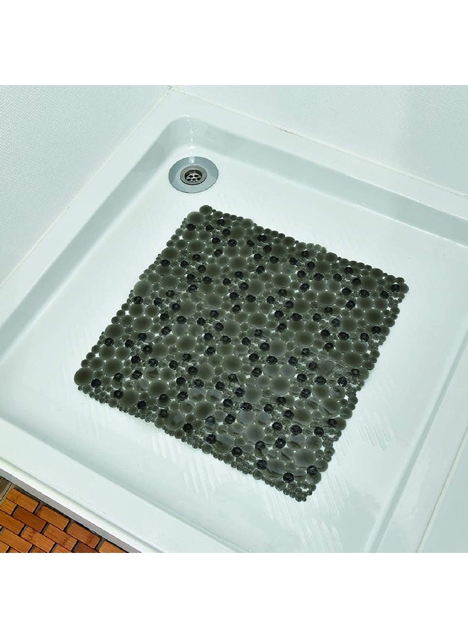 EVIDECO PVC Non-Slip Square Shaped Shower Mat with Bubbles Grey 50 x 50 cm 7216180 - Image 4