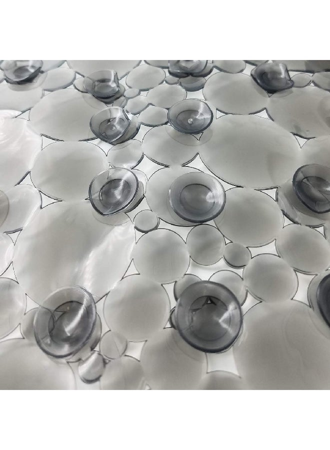 EVIDECO PVC Non-Slip Square Shaped Shower Mat with Bubbles Grey 50 x 50 cm 7216180 - Image 2