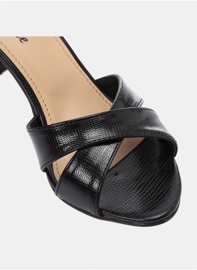 XO Style Women's Black Mid-Heel Sandal with Ankle Strap - Elegant and Comfortable Design  - Image 5