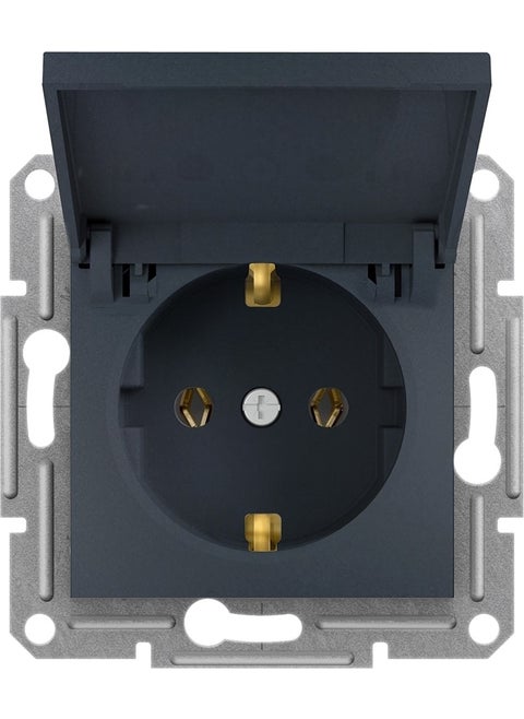 Asfora Covered Grounded Socket Anthracite Frameless - EPH3100171