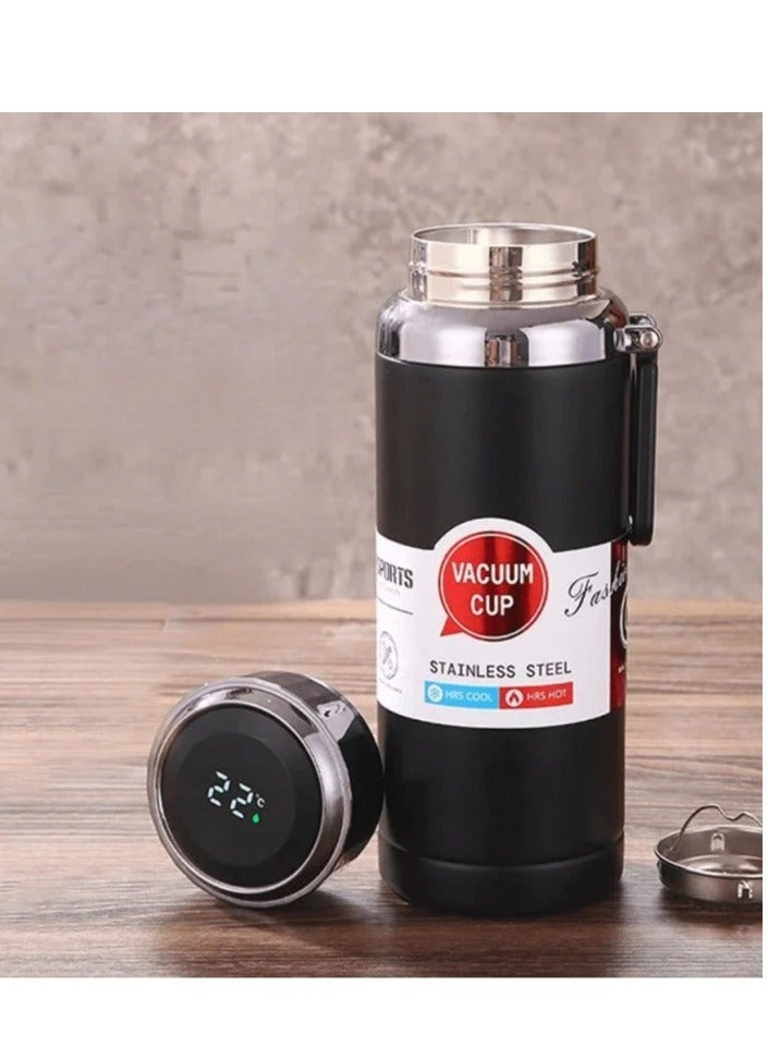 MOOGMAX Smart thermal mug made of stainless steel with digital temperature display for coffee. Keeps drinks hot for up to 8 hours. 600ml capacity, Moj Max brand, black color. Coffee mug, heat-retaining cup, espresso cup, V60 mug, Stanley-style cup, smart thermal mug, insulated coffee cup, hot water mug, smart mug for everyday use.  - Image 2