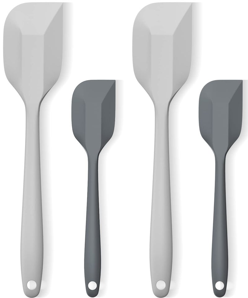 AcoWELL Silicone Spatula Set Premium Spatulas Silicone Heat Resistant 2 Small  2 Large Flexible Scraper for Nonstick Cookware Rubber Spatula for Kitchen Mixing Baking Cooking Use Soft Spatula  Gray