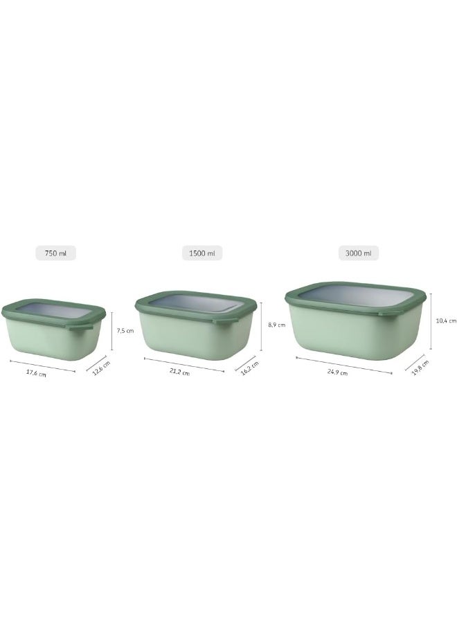 Mepal – Multi Bowl Cirqula 3-Piece Set – Food Storage Container with Lid - Suitable as Airtight Storage Box for Fridge & Freezer, Microwave Container - 500, 1000, 2000ml - Nordic Black - Image 3