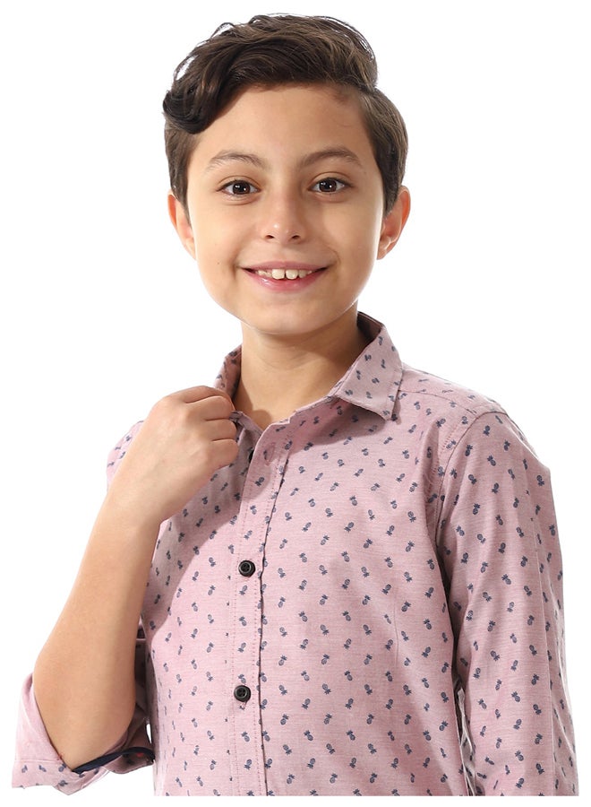 Andora Printed Pattern Long Sleeves Shirt For Boys_Kashmir & Navy Blue - Image 3