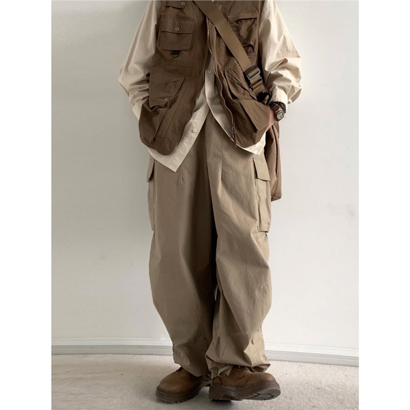 Japanese Retro Loose Wide-Leg Cargo Pants For Men And Women Casual Versatile Straight-Leg Jogger Loose Pants - Image 4
