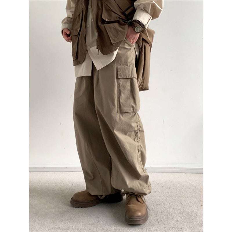 Japanese Retro Loose Wide-Leg Cargo Pants For Men And Women Casual Versatile Straight-Leg Jogger Loose Pants - Image 2