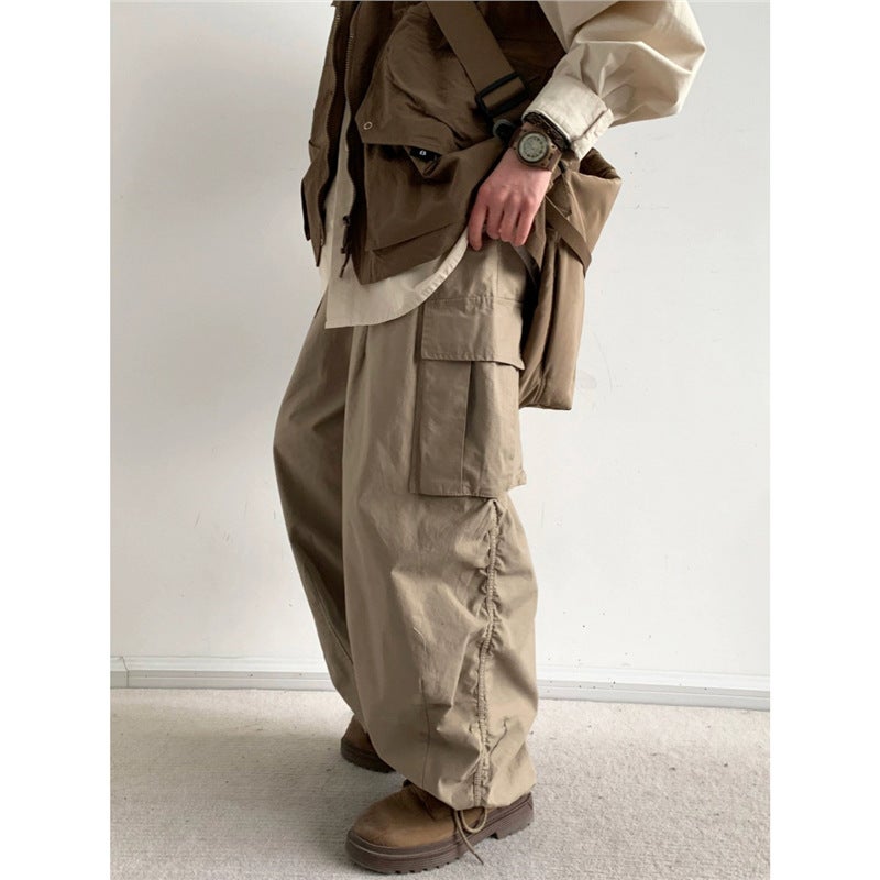Japanese Retro Loose Wide-Leg Cargo Pants For Men And Women Casual Versatile Straight-Leg Jogger Loose Pants - Image 3