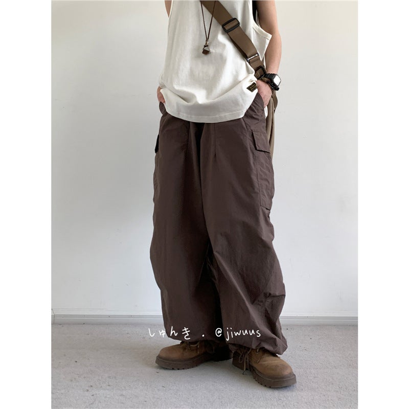 Japanese Retro Loose Wide-Leg Cargo Pants For Men And Women Casual Versatile Straight-Leg Jogger Loose Pants - Image 1