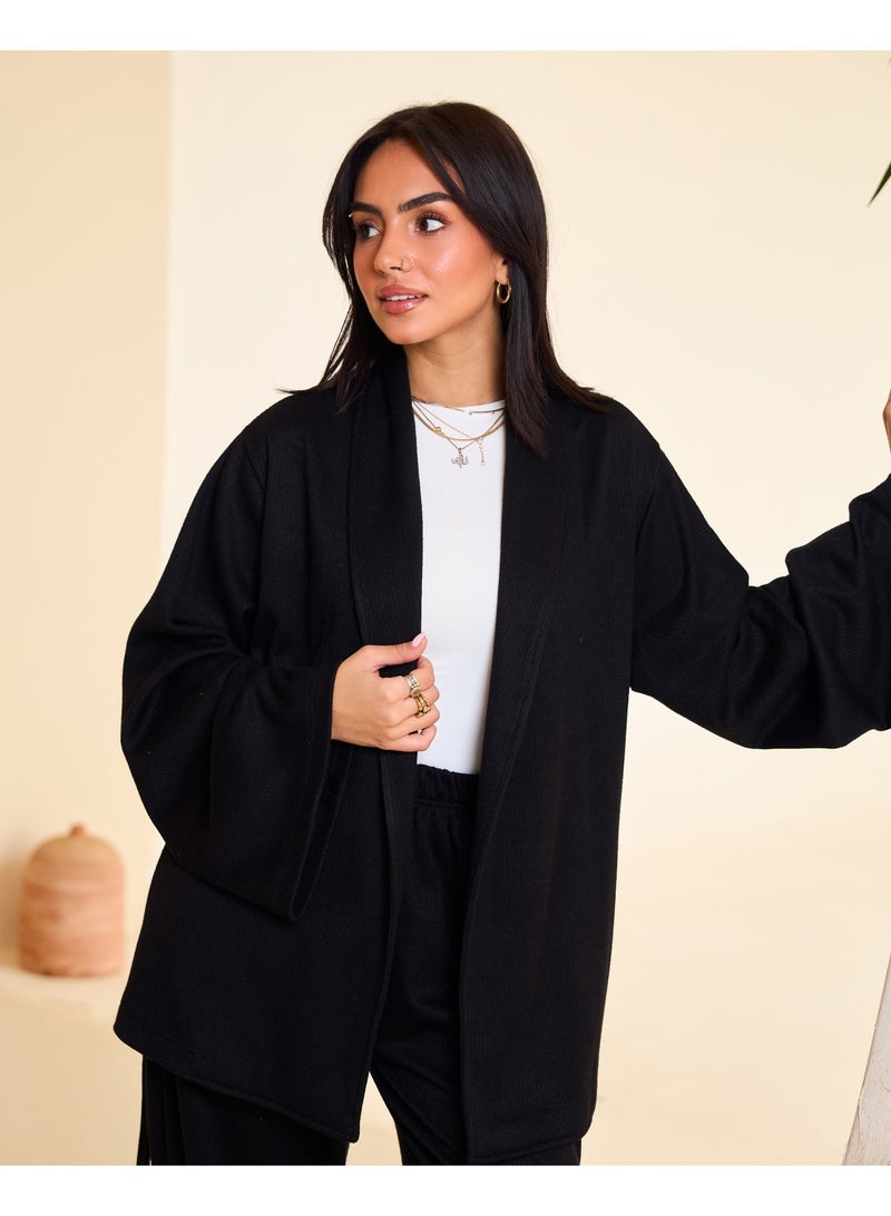 Dresscode Comfy Kimono Set In Black - Image 5